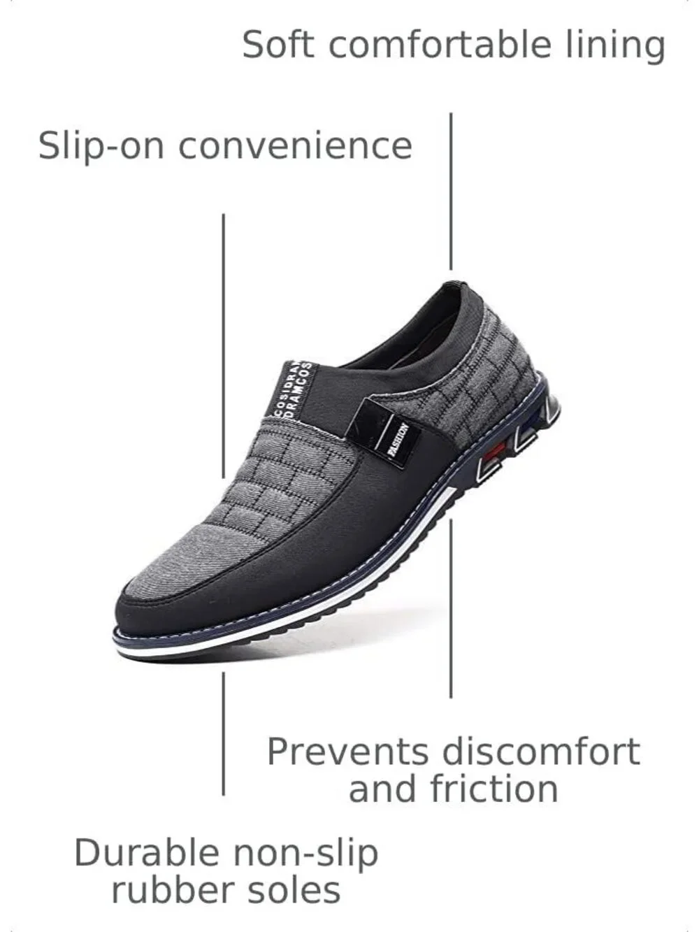 Men's Black & Grey Grid Textured Two-tone Flexible Derby Oxfords Dress Sneakers